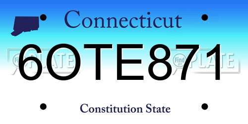 6OTE871 Connecticut License Plate