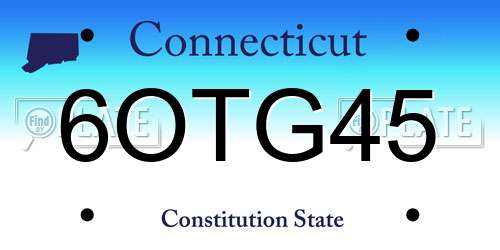 6OTG45 Connecticut License Plate