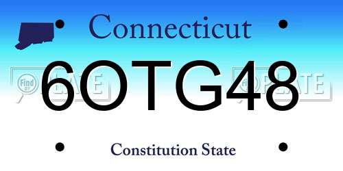 6OTG48 Connecticut License Plate