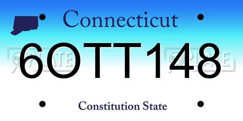 6OTT148 Connecticut License Plate