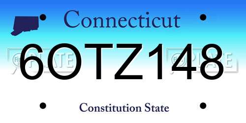 6OTZ148 Connecticut License Plate