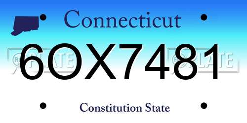 6OX7481 Connecticut License Plate