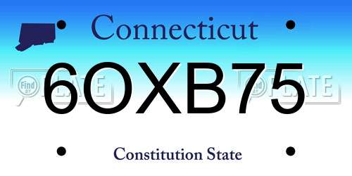 6OXB75 Connecticut License Plate