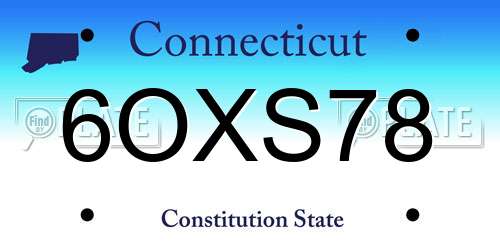 6OXS78 Connecticut License Plate