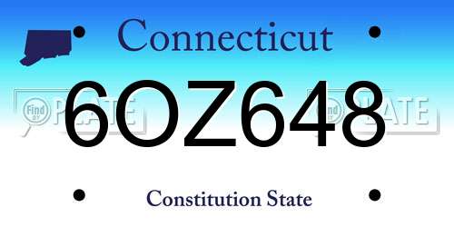 6OZ648 Connecticut License Plate