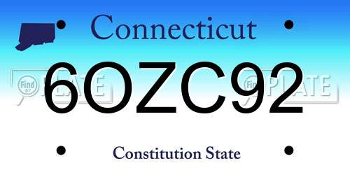 6OZC92 Connecticut License Plate