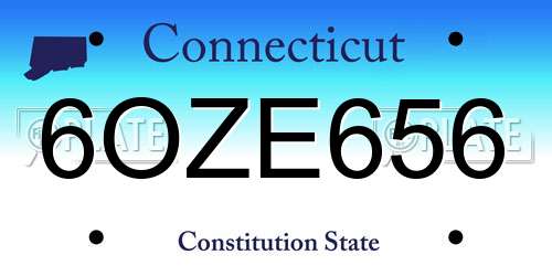 6OZE656 Connecticut License Plate