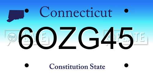 6OZG45 Connecticut License Plate
