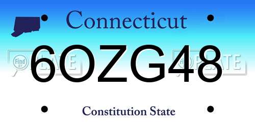 6OZG48 Connecticut License Plate