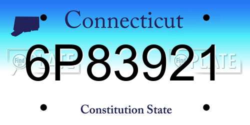 6P83921 Connecticut License Plate
