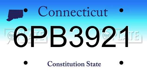 6PB3921 Connecticut License Plate