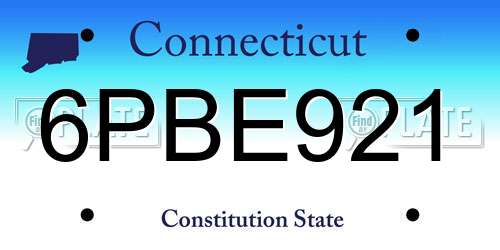 6PBE921 Connecticut License Plate
