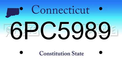 6PC5989 Connecticut License Plate