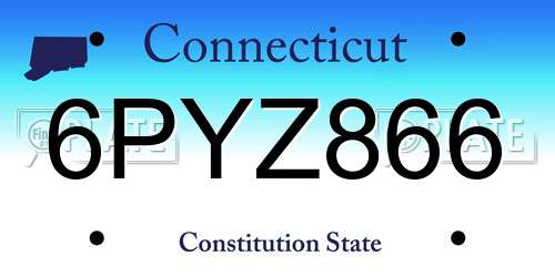 6PYZ866 Connecticut License Plate