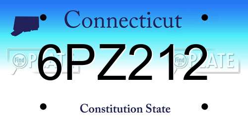 6PZ212 Connecticut License Plate