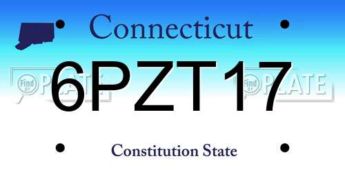 6PZT17 Connecticut License Plate