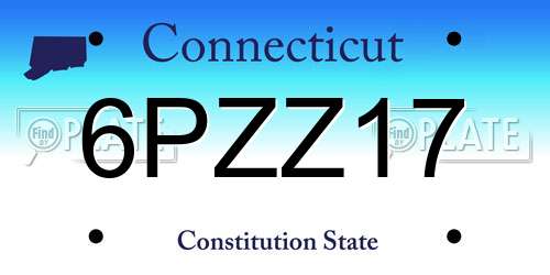 6PZZ17 Connecticut License Plate