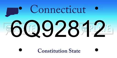 6Q92812 Connecticut License Plate