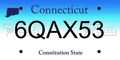 6QAX53 Connecticut License Plate