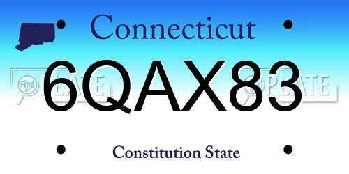 6QAX83 Connecticut License Plate