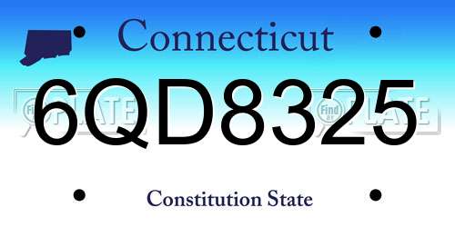 6QD8325 Connecticut License Plate