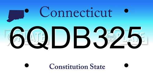 6QDB325 Connecticut License Plate