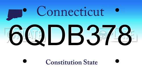 6QDB378 Connecticut License Plate
