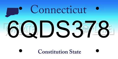 6QDS378 Connecticut License Plate