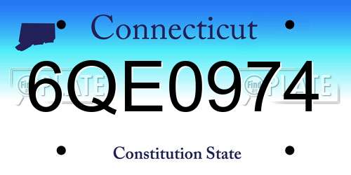 6QE0974 Connecticut License Plate