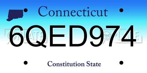 6QED974 Connecticut License Plate