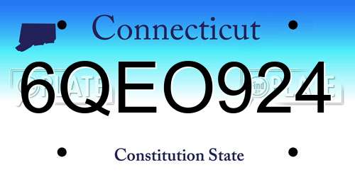 6QEO924 Connecticut License Plate