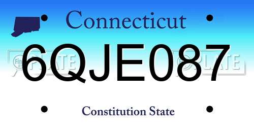 6QJE087 Connecticut License Plate