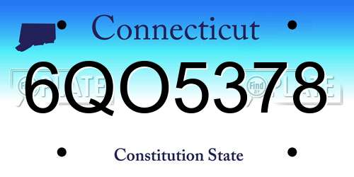 6QO5378 Connecticut License Plate