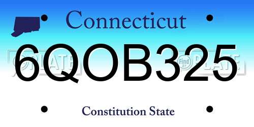 6QOB325 Connecticut License Plate