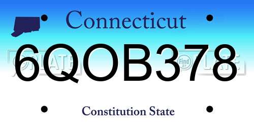 6QOB378 Connecticut License Plate