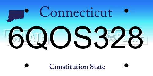 6QOS328 Connecticut License Plate