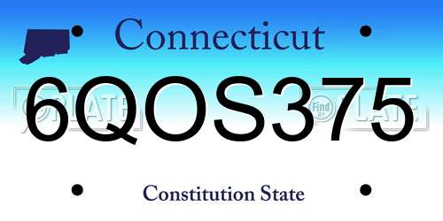 6QOS375 Connecticut License Plate