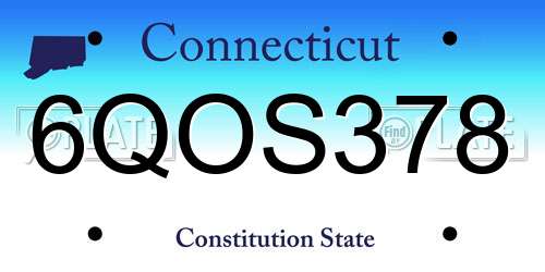 6QOS378 Connecticut License Plate