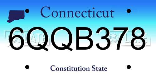 6QQB378 Connecticut License Plate