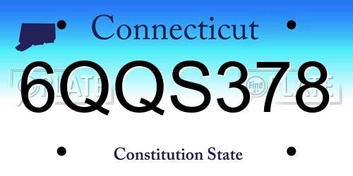 6QQS378 Connecticut License Plate