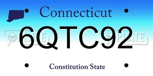 6QTC92 Connecticut License Plate
