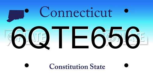 6QTE656 Connecticut License Plate