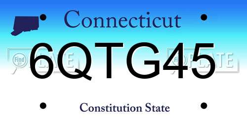6QTG45 Connecticut License Plate
