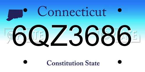 6QZ3686 Connecticut License Plate