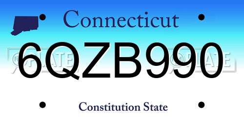 6QZB990 Connecticut License Plate