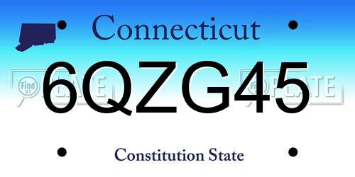6QZG45 Connecticut License Plate
