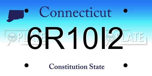 6R10I2 Connecticut License Plate