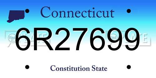 6R27699 Connecticut License Plate