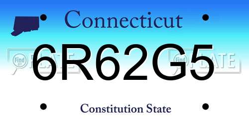 6R62G5 Connecticut License Plate