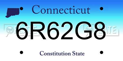 6R62G8 Connecticut License Plate
